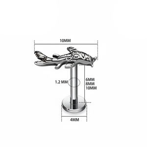 ต่างหูไทเทเนียม G23 รูปปลาโลมา ปลาคาร์ฟ นก กระดูกอ่อนสัตว์ ชุดต่างหูขนาดเล็ก 16G สำหรับเจาะหูแบบ Tragus, Helix, Conch, Flatback - Product Image 3