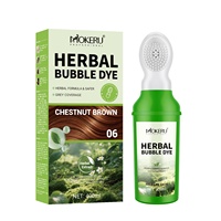 MOKERU Shampooing Colorant Permanent Rapide Sans Ammoniaque aux Herbes, en Formule Bulle, pour Couvrir les Cheveux Gris