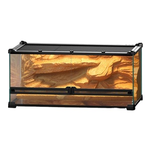 Terrario <span class=keywords><strong>de</strong></span> Vidrio para <span class=keywords><strong>Reptiles</strong></span> con Fondo 3D para Dragones Barbudos, Lagartos, Serpientes y Geckos - Product Image 1