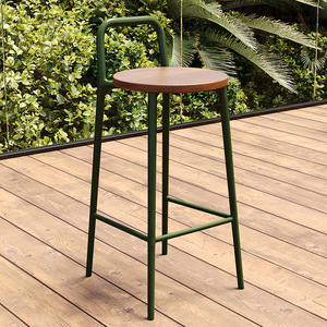Chaise de bar extérieure moderne de luxe <span class=keywords><strong>en</strong></span> fer nordique, durable, avec base métallique stable, conçue pour un usage commercial dans les cafés et sur les balcons - Product Image 4