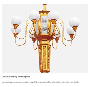 เสาโคมไฟสวนสแตนเลส LED แบบคลาสสิกสำหรับกลางแจ้งเสาไฟติดถนน50W ผลิตอย่างมืออาชีพ