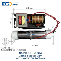 Mini Módulo de Ozono 2g, Generador de Ozono por Descarga Corona 220V/110V para Purificación de Aire y Agua, Ozonizador con Tubo de Cuarzo, Directo de Fábrica