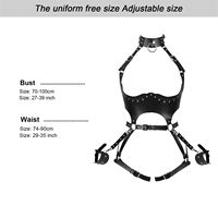 SM Toys Harnais corporel punk avec sangle réglable, ceinture de taille, collier ras-du-cou et détail menottes, pour BDSM, Cosplay, Festival, Halloween, Fête