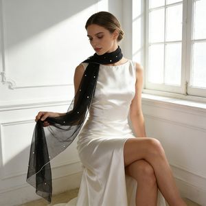 YouLaPan VG91 Popular capa de mujer de una pieza perla tul Crop Top boda fiesta vestido de noche chal nupcial Bolero - Product Image 4