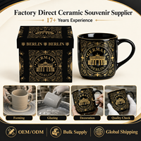 Tasses en céramique souvenir touristique de Berlin, Allemagne, avec impression graphique tendance, plaquées or, pour tasses à café en céramique, personnalisables OEM ODM, vente en gros