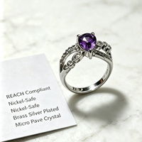 Bagues en laiton plaqué platine, pierres étincelantes élégantes pour les fêtes d'anniversaire, les mariages, les anniversaires de mariage, bijoux de mode, cadeaux
