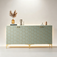 Buffet en bois vert de style moderne et luxueux de 160 cm avec poignées métalliques et rangement de plus de 1,5 m pour salon