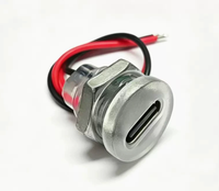 Connecteur USB-C étanche à montage sur panneau, port de charge femelle Type-C rond avec écrou de verrouillage M12, 5V 3A 2P, câble PH2.0, découpe de 12 mm
