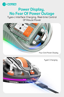 COTECi Mouse USB-C dapat diisi ulang tidak berisik, penerima Ideal transparan RGB tri-mode 2.4GHz BT tanpa kabel untuk MacBook Laptop