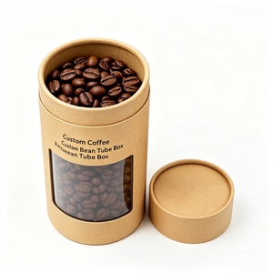 Custom Cylindrical Kraft <b>Paper</b> Packaging Tube Featuring Reliable Plastic Lid, Safe Storage Container For Coffee Beans Tea <b>Leaves</b> - Product Image 1