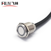 FILN Nouveau commutateur à bouton tactile de 19 mm avec fil, commutateur à bouton poussoir en métal étanche