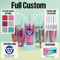 Gobelet à double paroi en PC avec paillettes, 20 oz, réutilisable, avec paille en plastique, OEM, vaisselle scintillante, cadeau, vente en gros, plusieurs couleurs