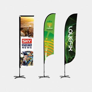 Drapeaux publicitaires pour l'agriculture en extérieur, drapeaux de plage, drapeaux promotionnels personnalisés pour entreprises, imprimés par transfert thermique, en tissu plume volant - Product Image 1