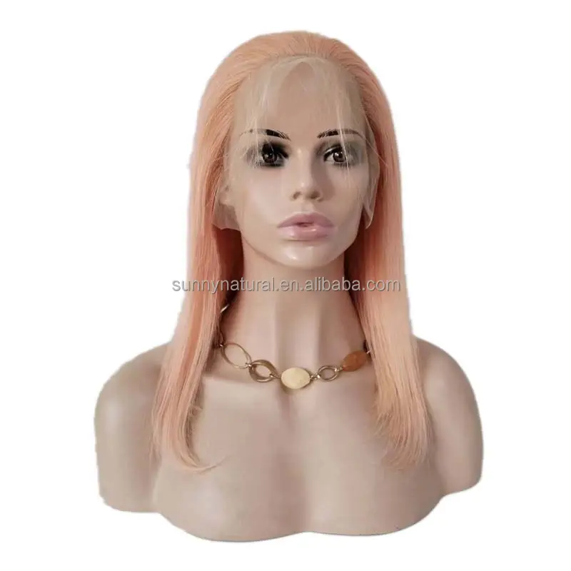 Perruques Bob de cheveux humains de couleur blonde avec partie libre de cheveux de bébé 13*4 avant en dentelle transparente et perruques en dentelle complète pour jeune femme