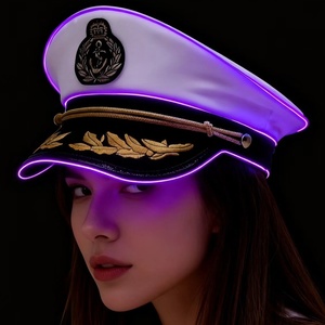 Nuevo capitán luminoso LED Sailors Cap Light up Navy Glow Dark Nautical Themed Christmas Party Costume Cosplay Fashion Props - Product Image 1