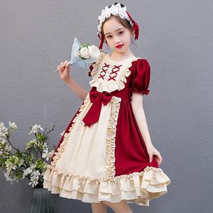 Abiti Lolita nastro di pizzo Bowknot principessa <span class=keywords><strong>cameriera</strong></span> <span class=keywords><strong>vestito</strong></span> da <span class=keywords><strong>bambina</strong></span> volant eleganti abiti di lusso per ragazze bambini - Product Image 3