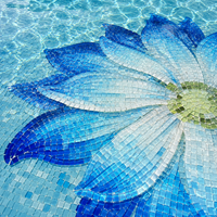 Mosaïque décorative en verre pour piscine, motif floral personnalisé pour spas, bains publics, centres de bien-être et projets de piscines, murale en mosaïque de verre pour piscine