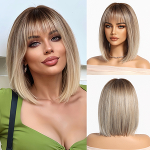 Perruque complète de style européen et américain, coupe <span class=keywords><strong>courte</strong></span> et droite, bob, transparente, naturelle et respirante, tendance printemps-été - Product Image 3
