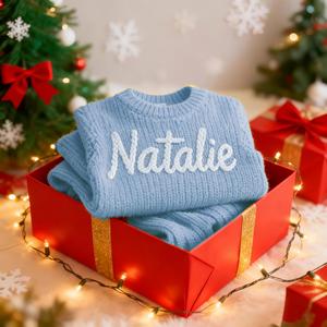 Custom Knit <b>Sweater</b> for Baby, Long Sleeve Crew Neck Winter Warm <b>Sweaters</b>, Hand-woven, Birthday or <b>Christmas</b> Gift - Product Image 2