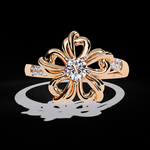 Anillo de Compromiso Premium para Mujer, Hecho a Medida en Oro de 14K y 18K con Piedra Natural en Forma Floral, Joyería Nupcial al por Mayor - Product Image 3