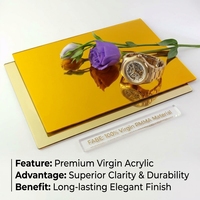 Feuille acrylique miroir dorée brillante personnalisée, écologique, décorative, pour panneaux muraux d'hôtel
