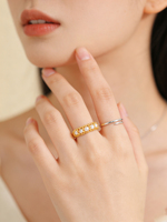 Bague de mariage demi-éternité en argent sterling 925 plaqué or avec perles Edison de qualité AAAA, vente en gros, bijoux pour femmes