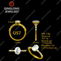 QinglongJewelry DEF renk Lab yetiştirilen elmas nişan yüzüğü IGI sertifikalı HPHT Oval şekil sentetik elmas yüzük