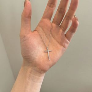 Dylam Dainty Women Jewelry Sterling Silver 5A Cubic Zircon Zirconia Religious Christian <b>Cross</b> Pendant Necklace for Lady Girls - Product Image 6