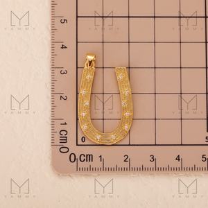 Pendentifs à breloques en laiton plaqué or 18K fer à cheval en zircon cubique exquis Charms de cheval en laiton occidental pour la fabrication de bijoux - Product Image 6