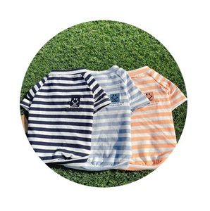 犬と猫用韓国スタイル夏コットンTシャツXSサイズクラシックストライプスウェットシャツ通気性ペット犬ファミリードレス - Product Image 1