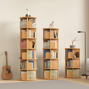 360 gradi girevole in legno massello moderno soggiorno scaffale salvaspazio portaoggetti a pavimento per studenti a casa bambini - Product Image 5