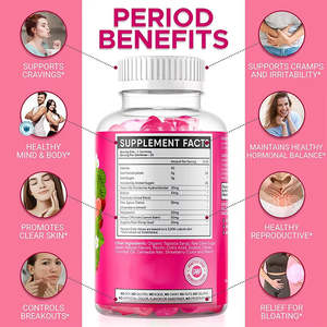 OEM PMS Support Gummy Supplément en forme de coeur Adulte PMS Relief Gummies pour l'équilibre hormonal Soulagement des règles des femmes - Product Image 5