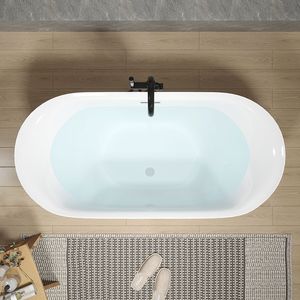 Bañera independiente ovalada de acrílico Wan Yusen, moderna y duradera para adultos. - Product Image 3