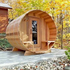 Traditional Barrel Sauna Outdoor Sauna Garden Dry Stem Sauna With Brand Stove