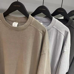 Yudi Bán Buôn Thời Trang Đường Phố Nặng Cơ Bản Cũ Rửa Batik Đôi Uốn Chắp Vá Rửa T-Shirt Ngắn Tay Áo - Product Image 3