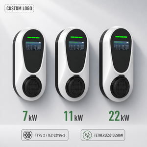 Borne de recharge murale sans fil intelligente <span class=keywords><strong>Type</strong></span> <span class=keywords><strong>2</strong></span> 7kW 32A monophasée pour VE, certifiée CE IP55, avec écran RFID, antivol, sans câble, pour usage domestique et commercial, <span class=keywords><strong>Mode</strong></span> <span class=keywords><strong>3</strong></span> - Product Image 1