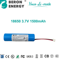 Paket Baterai Lithium Ion 3.7V 1500mAh 18650, Baterai Li-ion Isi Ulang Kecil dengan Konektor Kabel untuk Printer Label Genggam OEM