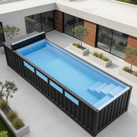 Grande piscine rectangulaire en acier inoxydable et FRP de 20 pieds sur 40 pieds, écologique, durable, avec fenêtre en verre, pour usage familial en extérieur.