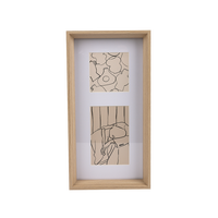 Cadre photo en MDF à deux ouvertures avec passe-partout blanc, cadre photo vertical en bois profond pour décoration murale