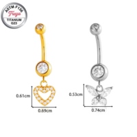 14G Titan Bauchnabelpiercing mit Zirkon-Anhänger, ASTM F136 Implantatqualität, Hypoallergener Körperschmuck für Mädchen