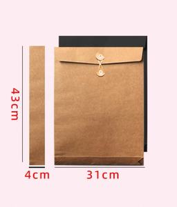 Impression personnalisée en gros de grandes enveloppes en papier noir <span class=keywords><strong>A3</strong></span> <span class=keywords><strong>enveloppe</strong></span> de stockage de fichiers avec fermeture à oeillet et ficelle - Product Image 2