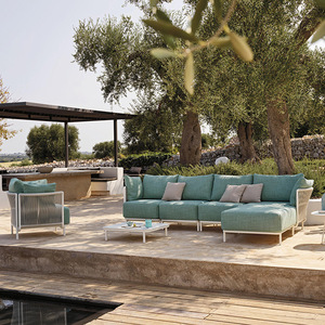 Ensemble de salon de jardin en teck pour villa, canapé d'extérieur modulable, mobilier de jardin très demandé - Product Image 4