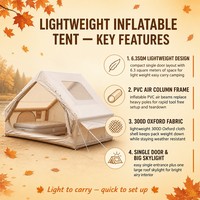 Carpa de Camping Ligera de Oxford 300D, 6.3 m², con Puerta Única y Claraboya, Columna de Aire de PVC, Color Caqui, Bomba Manual, Venta al por Mayor OEM