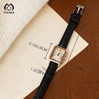 Montres carrées vintage pour couple, bracelet en cuir, quartz, sport, résistantes à l'eau 5BAR, boîtier en acier inoxydable, pour homme et femme, couleur or