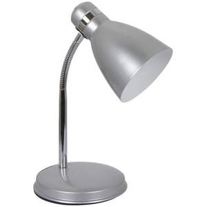 Silver <b>metal</b> <b>desk</b> lamp, E14 socket, 25W power, ideal for lighting <b>desks</b> and tables - Product Image 1