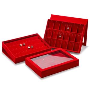 Espositore di Lusso in Microfibra Rossa ZS09 per Anelli, Collane e Bracciali, per Vetrine di Negozi - Product Image 2