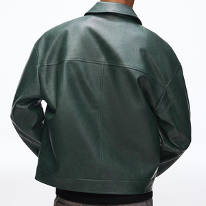 Giacca Bomber in Pelle da Uomo con Colletto Rovesciato e Tasca sul Petto Personalizzata dal Produttore - Product Image 3