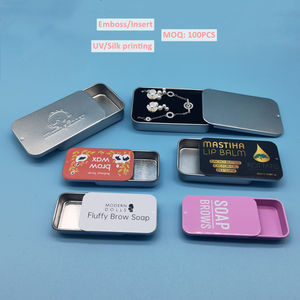 Boîtes métalliques rectangulaires noires de 110x65x16 mm pour pilules, <span class=keywords><strong>chewing</strong></span>-<span class=keywords><strong>gum</strong></span>, cosmétiques, avec couvercle coulissant - Product Image 4