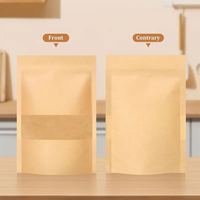 Sacs en papier Kraft brun 1kg 500g à fond plat avec fenêtre compostable de qualité alimentaire épices café Ziplock Stand up Pouch