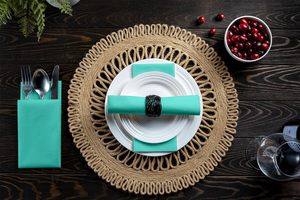 Serviettes de table jetables effet lin OEM, 50 pièces, 17x12, 1 pli, absorbantes, douces, en <span class=keywords><strong>papier</strong></span>, pour fête d'<span class=keywords><strong>anniversaire</strong></span> (vert) - Product Image 5